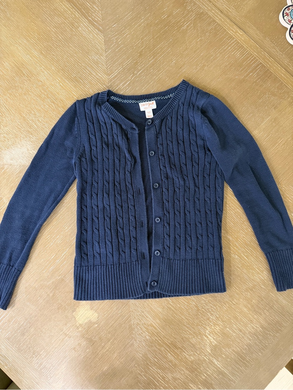 Cat & Jack Navy Cable Knit Button-Front Cardigan